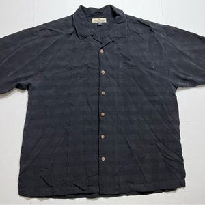 Tommy Bahama Shirt Mens Extra Large Black Button Up Camp Silk Marlin
